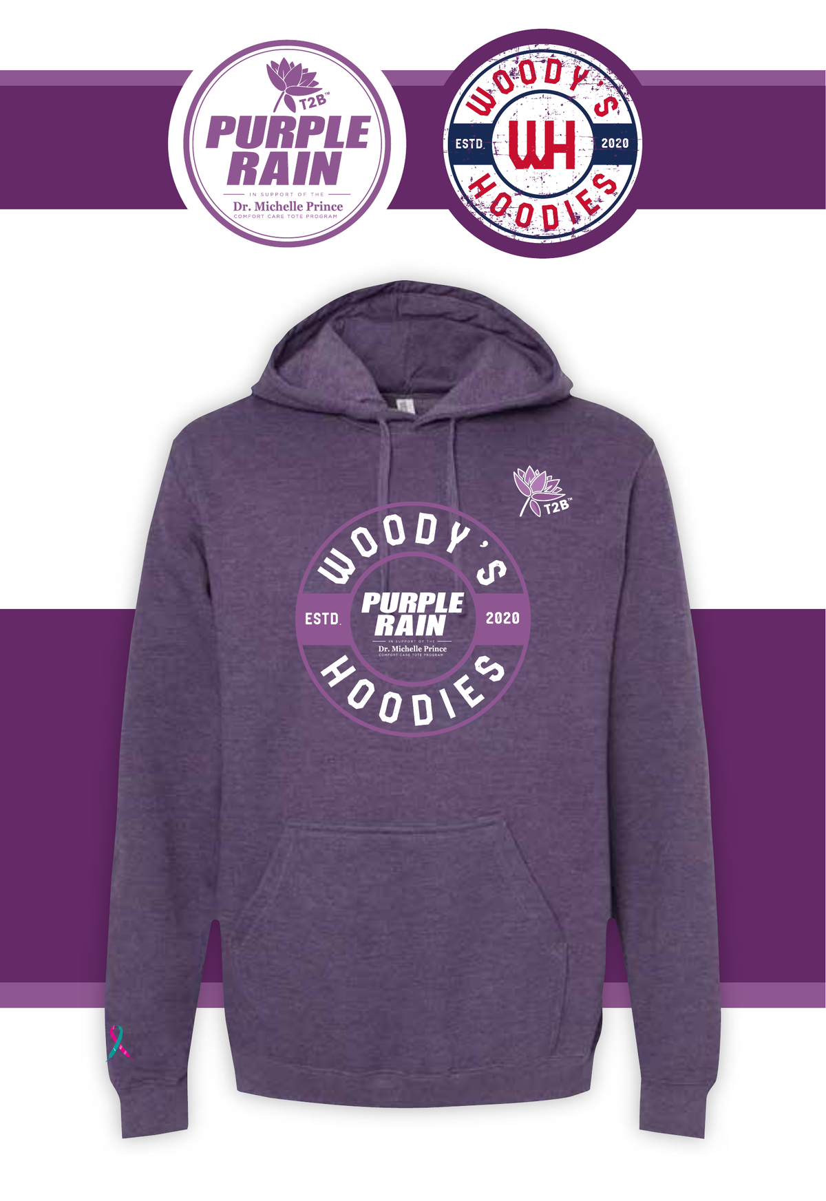 Purple Hoodie with embedded Purple Rain Logo